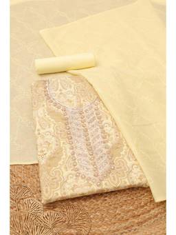 Soch - Womens Yellow Cotton Paisley Printed Dress Material