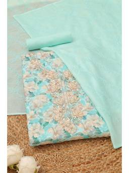 Soch - Womens Powder Blue Cotton Floral Printed Dress Material