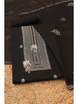 Soch - Womens Black Silk Blend Zari Dress Material with Zardosi Embroidery