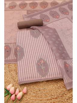 Soch - Womens Earth Linen Botanical Printed Dress Material