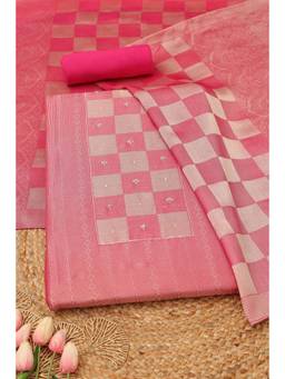 Soch - Womens Pink Giraffe Silk Zari Dress Material