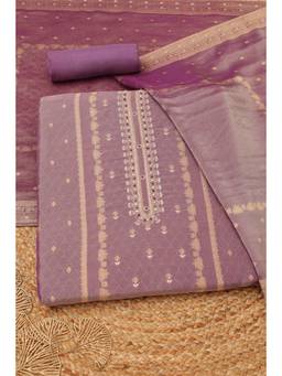 Soch - Womens Purple Tissue Zari Woven Dress Material with Zardosi Embroidery Work