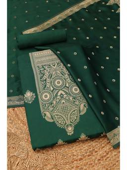 Soch - Womens Green Gajji Silk Zari Dress Material with Zari Work