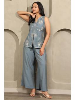 Soch - Womens Blue Desert Storm Floral Co-Ord Set with Sequins