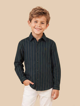 U.S. POLO ASSN. - Green Vertical Striped Regular Fit Shirt