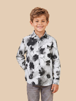 U.S. POLO ASSN. - White Floral Printed Satin Shirt