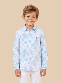 U.S. POLO ASSN. - White Floral Printed Satin Shirt
