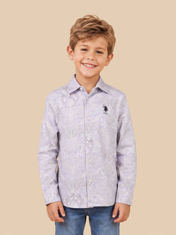 U.S. POLO ASSN. - Purple Floral Printed Regular Fit Shirt
