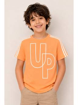 Bubble Berry - Neon Orange Boys Cotton Round Neck Summer T- Shirt