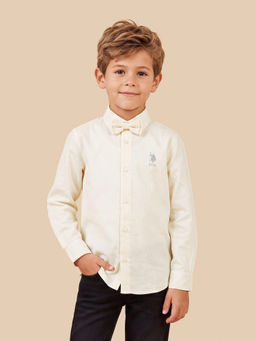 U.S. POLO ASSN. - Off White Satin Regular Fit Shirt