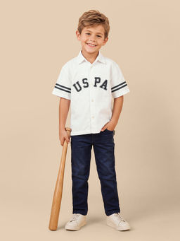 U.S. POLO ASSN. - White Brand Printed Boxy Fit Shirt