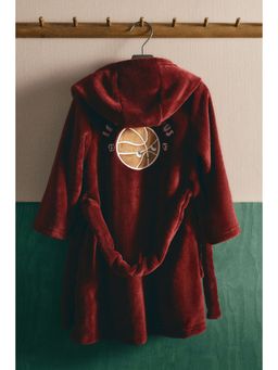 H&M - Unisex Red Embroidery-Detail Dressing Gown