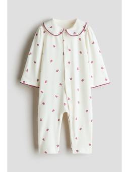 H&M - Girls White Collared Cotton Sleepsuit