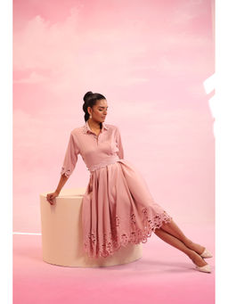 Orthodox - Pink Verdant Whirl Skater Dress with Belt (Set of 2)