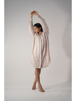 Orthodox - Ivory Eco-Friendly Bamboo Shirt Dress with Embroidered Cuffs