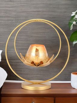 At Home by Nilkamal - Lotus Sphere Candle Stand (Gold)