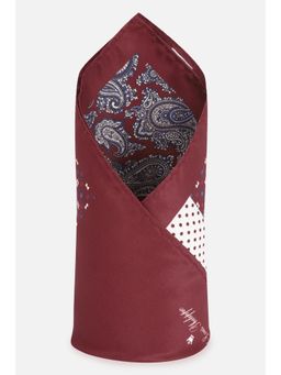 Louis Philippe - Men Maroon Print Party Pocket Square