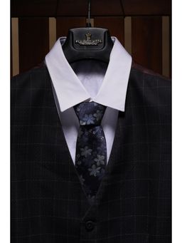 Louis Philippe - Men Navy Blue Floral Print Tie