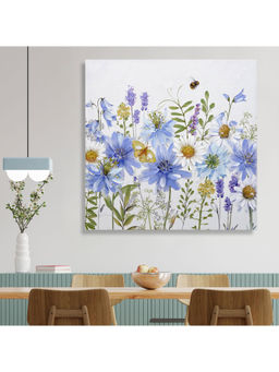 HomeTown - Ilona Daisy Canvas Hand Painted Painting, Blue 80X80Cm