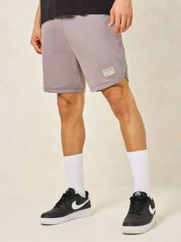 Styli - Mens Grey Badge Detail Cycling Terry Cotton Shorts