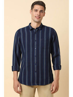 Allen Solly - Men Navy Blue Regular Fit Stripe Full Sleeves Casual Shirt