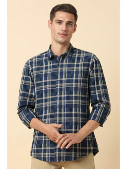 Allen Solly - Men Blue Regular Fit Check Full Sleeves Casual Shirt