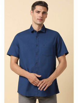 Allen Solly - Men Blue Regular Fit Solid Half Sleeves Casual Shirt