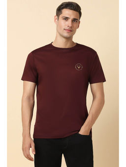 Allen Solly - Men Maroon Solid Crew Neck T-Shirt