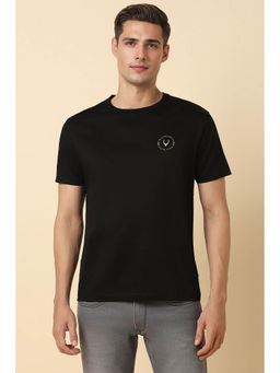 Allen Solly - Men Black Solid Crew Neck T-Shirt
