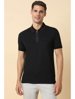 Allen Solly - Men Black Solid Collar Neck Polo T-Shirt