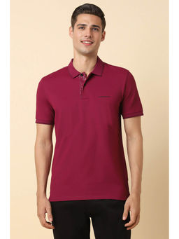 Allen Solly - Men Pink Solid Collar Neck Polo T-Shirt