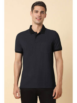 Allen Solly - Men Grey Print Collar Neck Polo T-Shirt