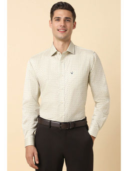 Allen Solly - Men Beige Slim Fit Print Full Sleeves Formal Shirt