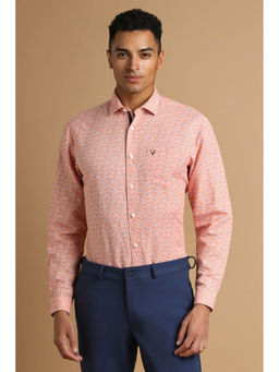 Allen Solly - Men Peach Slim Fit Print Full Sleeves Formal Shirt