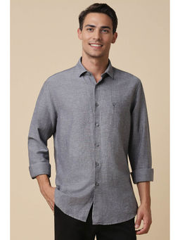 Allen Solly - Men Grey Slim Fit Textured Full Sleeves Casual Shirt