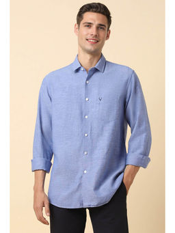 Allen Solly - Men Blue Slim Fit Textured Full Sleeves Casual Shirt