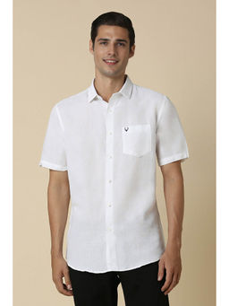 Allen Solly - Men White Slim Fit Solid Half Sleeves Casual Shirt