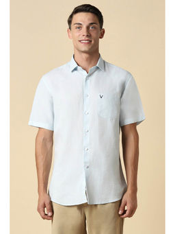 Allen Solly - Men Blue Slim Fit Solid Half Sleeves Casual Shirt