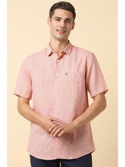 Allen Solly - Men Pink Slim Fit Print Half Sleeves Casual Shirt