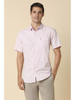 Allen Solly - Men Pink Slim Fit Check Half Sleeves Casual Shirt