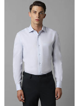 Louis Philippe - Men Blue Regular Fit Textured Full Sleeves Formal Shirt