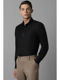 Louis Philippe - Men Black Regular Fit Solid Full Sleeves Formal Shirt