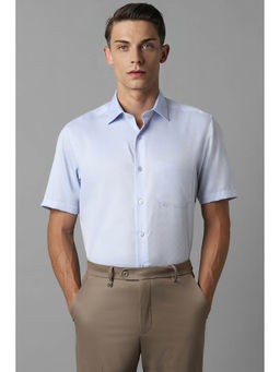 Louis Philippe - Men Blue Regular Fit Solid Half Sleeves Formal Shirt