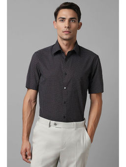 Louis Philippe - Men Black Regular Fit Print Half Sleeves Formal Shirt