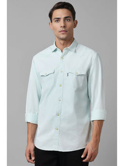 Louis Philippe - Men Blue Slim Fit Solid Full Sleeves Casual Shirt