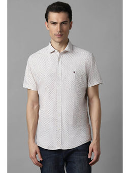 Louis Philippe - Men White Slim Fit Print Half Sleeves Casual Shirt