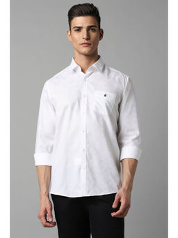 Louis Philippe - Men White Slim Fit Solid Full Sleeves Casual Shirt