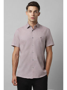 Louis Philippe - Men Pink Slim Fit Print Half Sleeves Casual Shirt