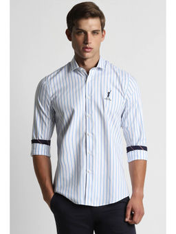 Peter England - Men White Slim Fit Stripe Shirt
