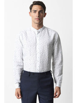 Van Heusen - Men White Regular Fit Print Full Sleeves Formal Shirt